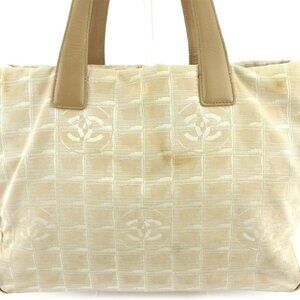 CHANEL Tote Bag Beige Silver Women A15991 Authentic secondhand